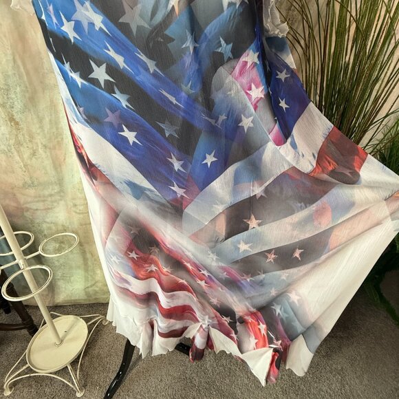 📌CLOSET FULL 4TH OF JULY Stars & Stripe Chiffon Dress with Underdress - Picture 6 of 14